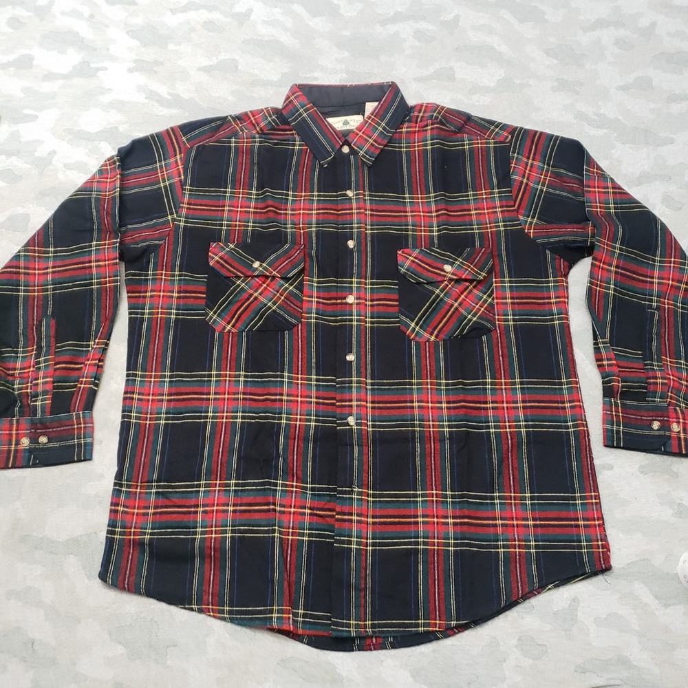 VTG Northwest Territory Flannel Shirt Mens Large Large Red Tartan Plaid Button
